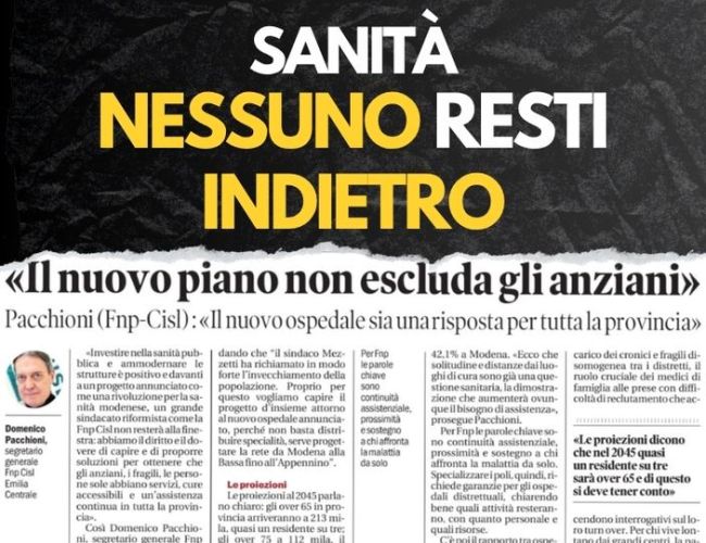 “IL NUOVO OSPEDALE SIA UNA RISPOSTA PER TUTTA LA PROVINCIA. ANZIANI, FRAGILI, PERSONE SOLE NON SIANO TAGLIATI FUORI”